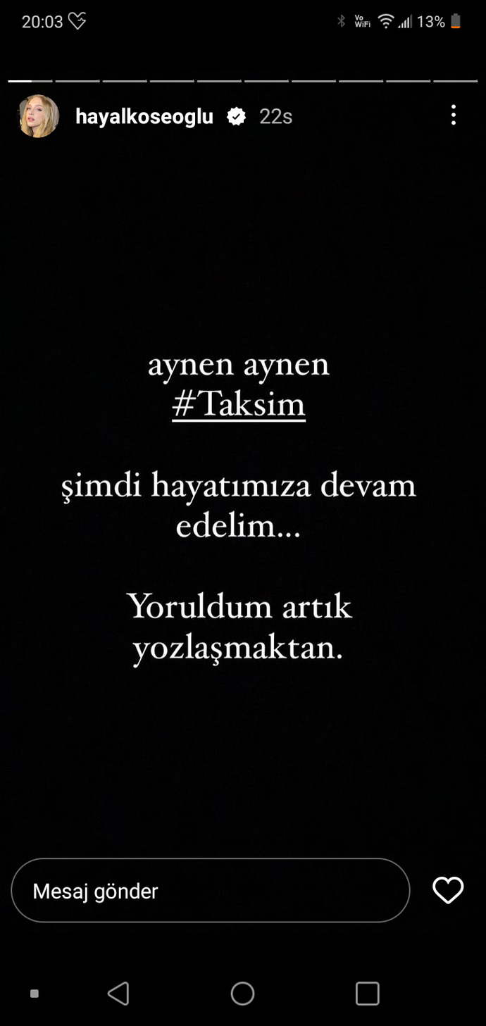 Hayal köseoğlu bu paylaşımında ne demek istemiş?