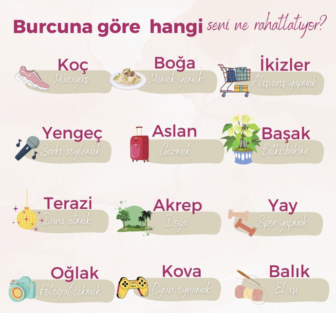 Burcuna göre seni ne rahatlatıyor?