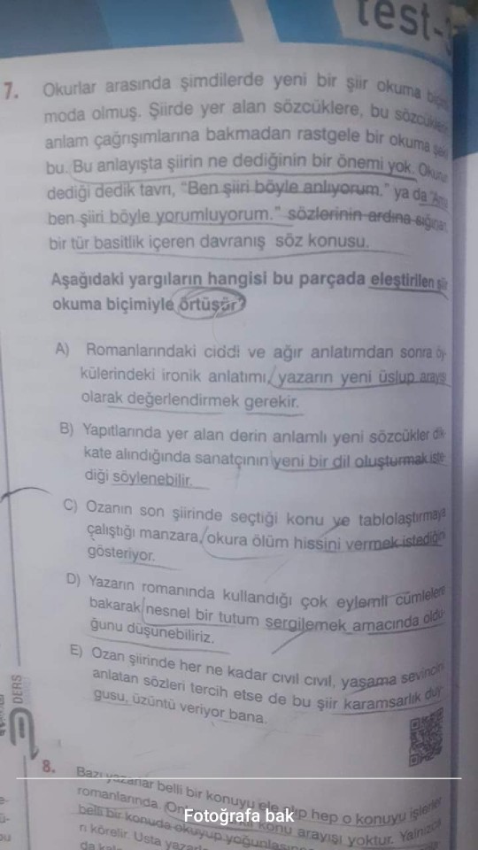 Bana cevap lütfen?
