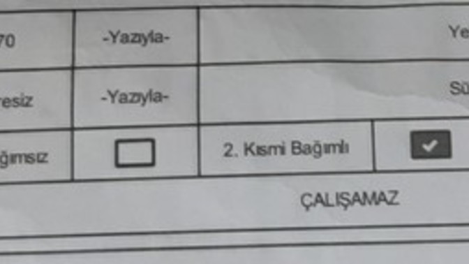 Engelli raporumda çalışamaz yazıyor. Bu herhangi bir işte bulunamam mı demek?