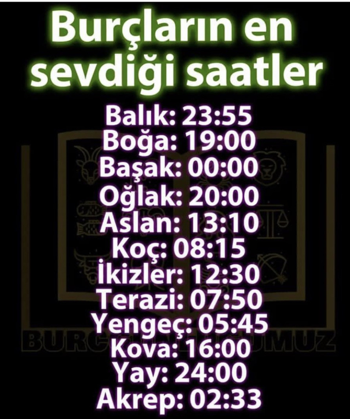 Burcuna göre en çok hangi saati seviyorsun?