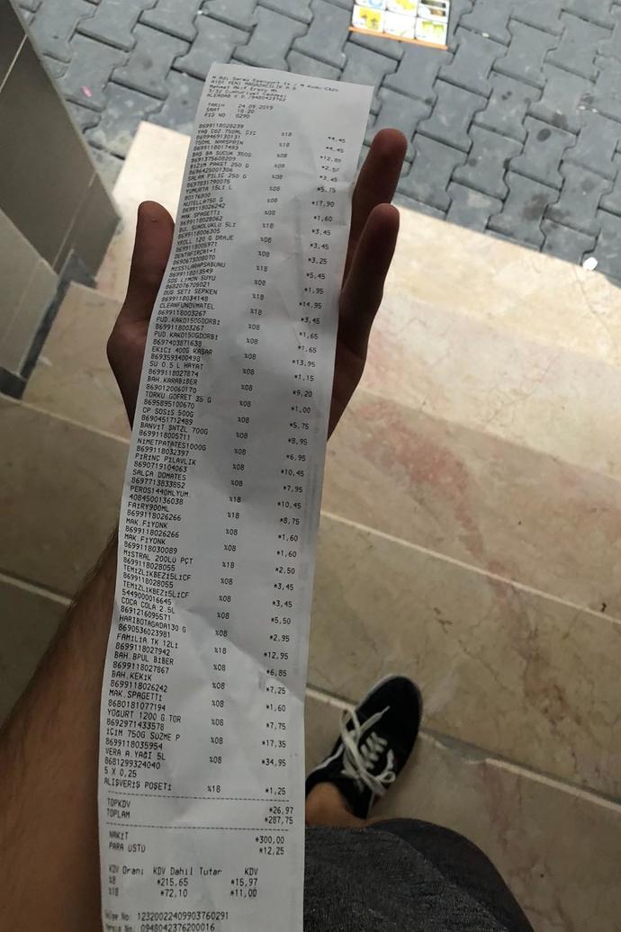 2019 yılından kalma market alışverişinin toplam tutarı 287 TL! Sizin eski fişleriniz duruyor mu?