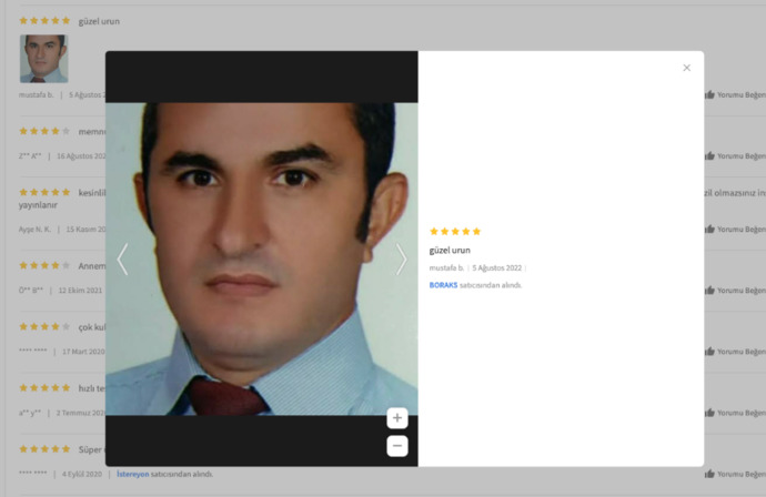 Trendyolda ürün yorumuna vesikalık fotoğrafını koyan hemşerim. Ünlü oldun, mutlu musun?