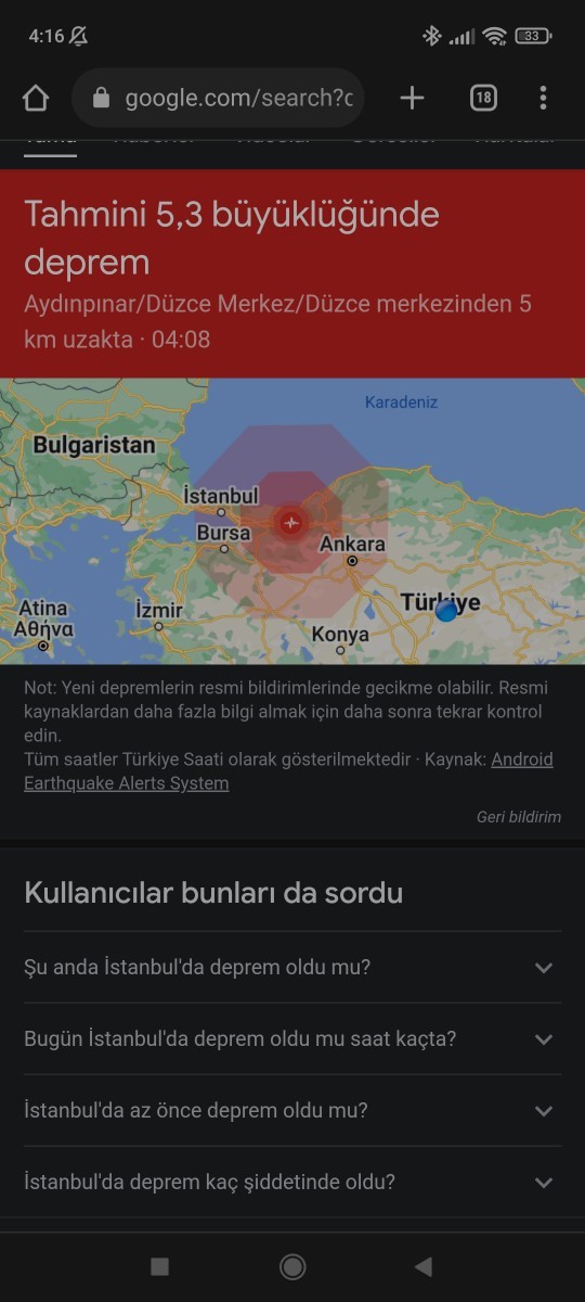 Deprem oldu hisseden var mı?