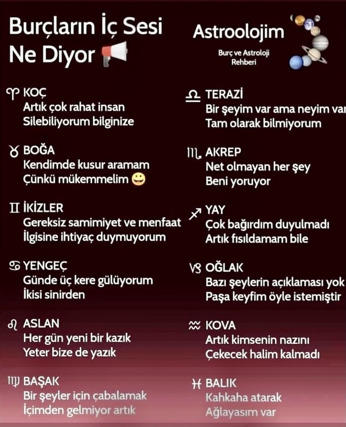 Burçların iç sesi neler söylüyor?
