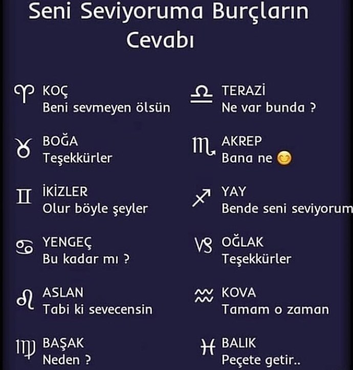 Burcuna göre seni seviyorum cümlesine verdiğin cevap ne?