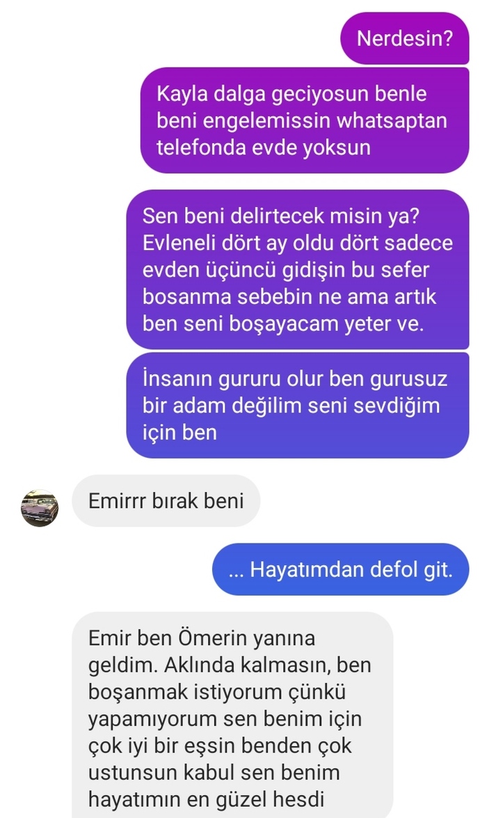 Eşiniz sürekli evden boşanmak için gitse ve size böyle mesaj atsa ne yapardınız?