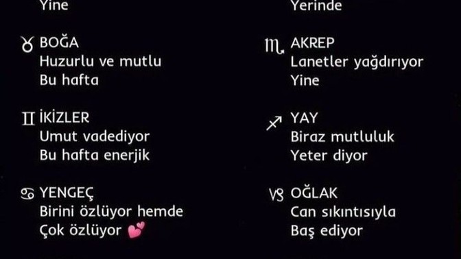 Burcunuzun haftalık durumu ne?