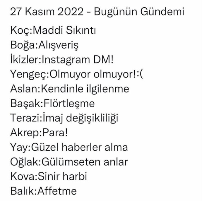 27 Kasım 2022 burçların gündemi nedir?