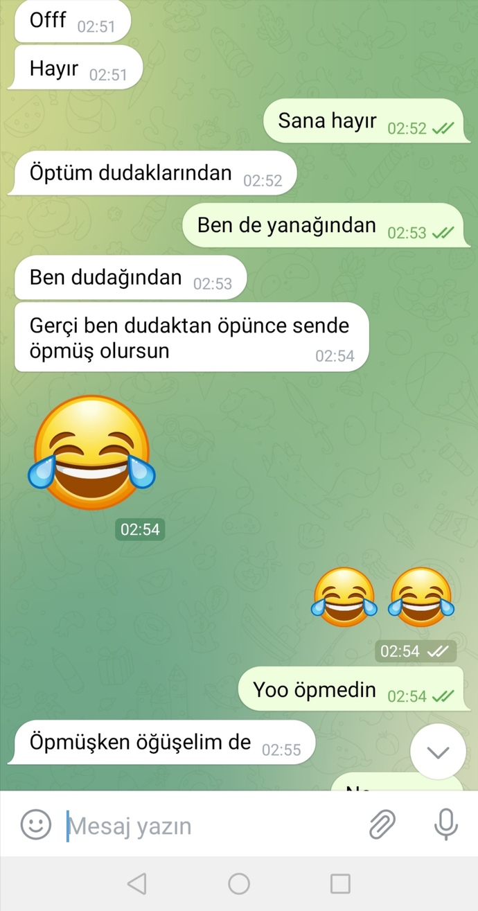 2 yıldır hiç konuşmadık bunları çünkü benim tersliyceğimi biliyordu? dün ilk defa böyle yaptı beni sevmiyor mu ya?