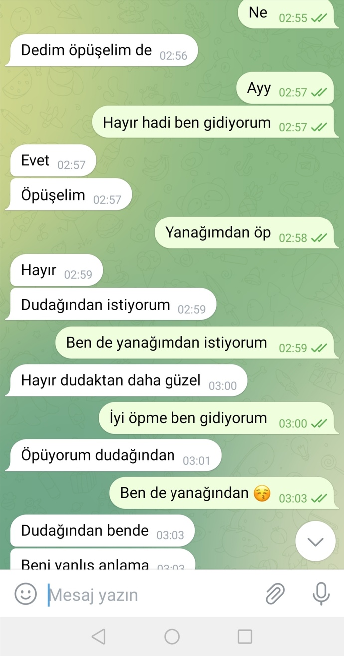 2 yıldır hiç konuşmadık bunları çünkü benim tersliyceğimi biliyordu? dün ilk defa böyle yaptı beni sevmiyor mu ya?