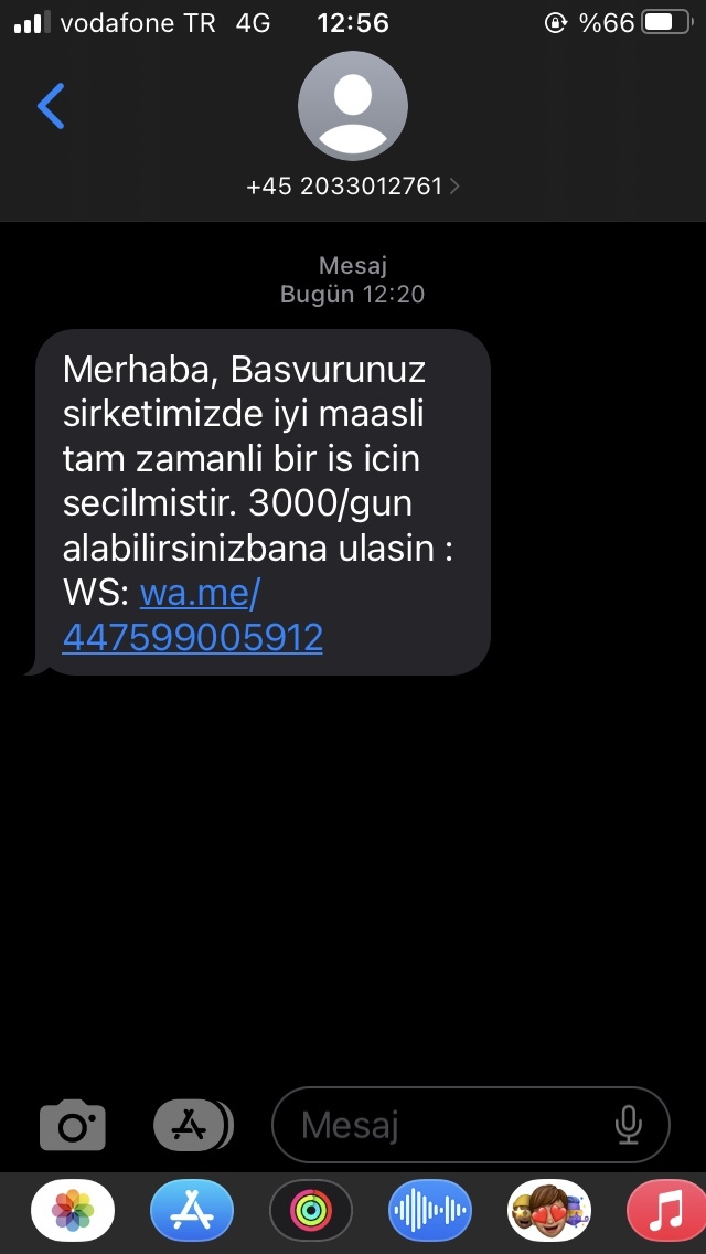Bana böyle bir mesaj geldi dolandırıcı olabilir mi?