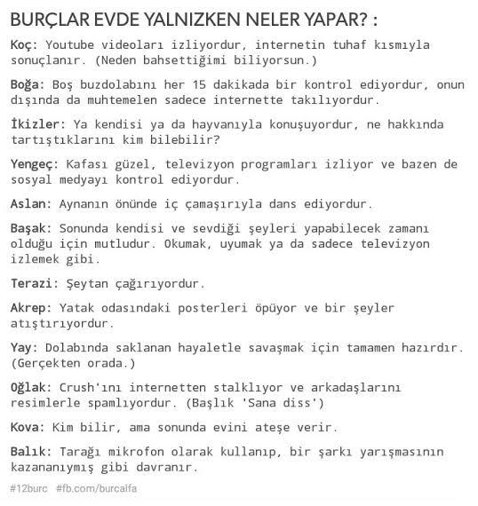 Burçlar evde yalnızken ne yapar 🤔?