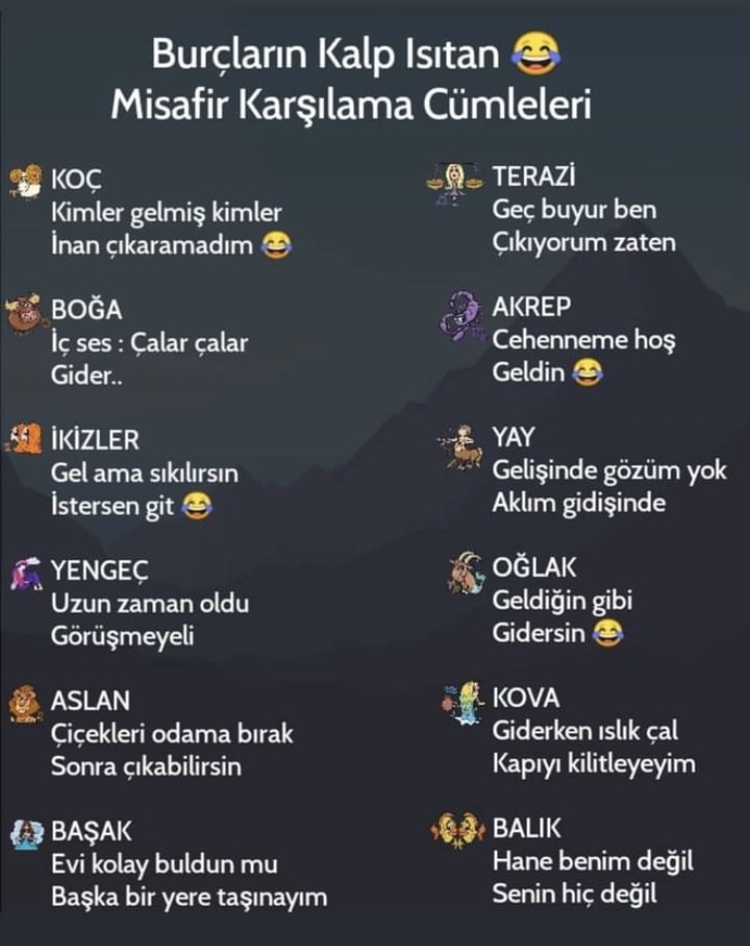 Burçların kalp ısıtan 🤣 misafir karşılama cümleleri nelerdir?