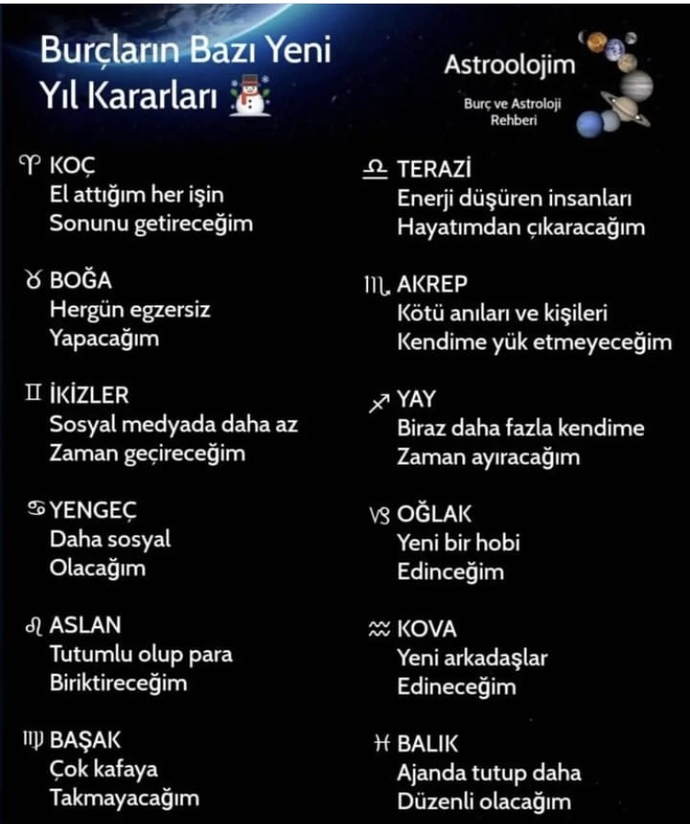 Burçların yeni yıl kararları nedir?