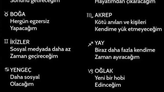 Burçların yeni yıl kararları nedir?