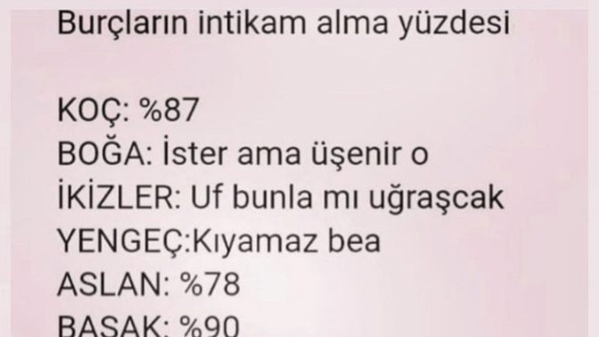 Burcun ve intikam yüzdesi nedir😅?