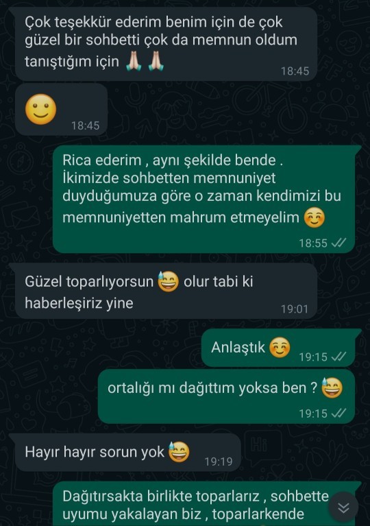 Yeni tanıştığım kızla diyaloğum bu şekilde, sizce ışık var mı?