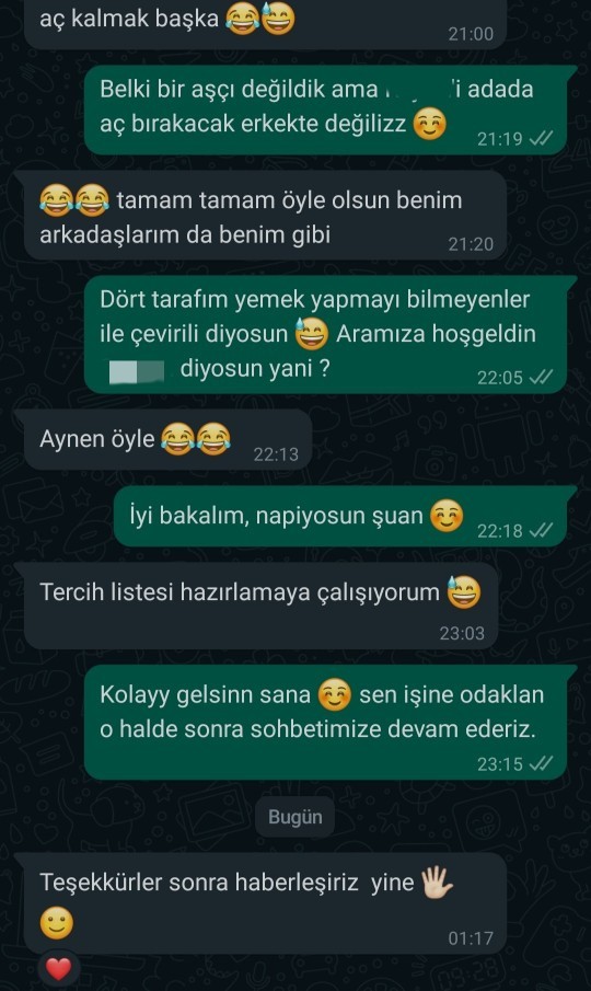 Yeni tanıştığım kızla diyaloğum bu şekilde, sizce ışık var mı?