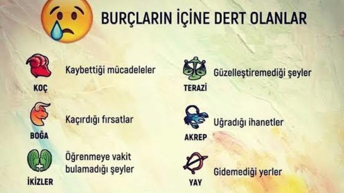 Burcunuza göre içinize en çok dert olan nedir?
