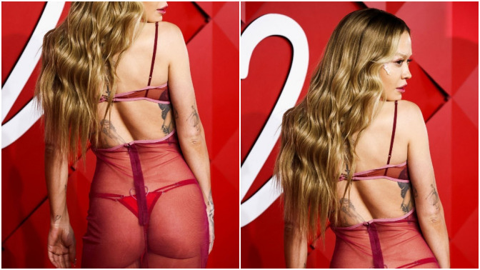 İngiliz moda ödüllerinde şarkıcı Rita Ora tartışma konusu oldu! Böyle giymesi normal mi sizce?