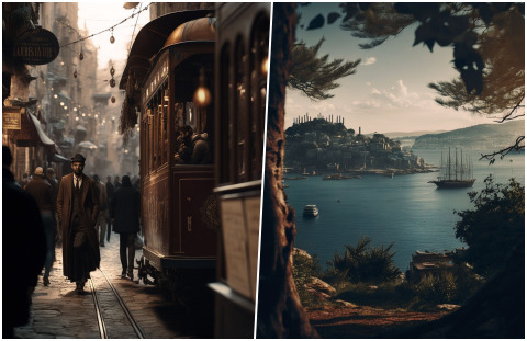 Yapay zeka ile 1910 yılının İstanbulu çizilmiş. Beğendiniz mi?