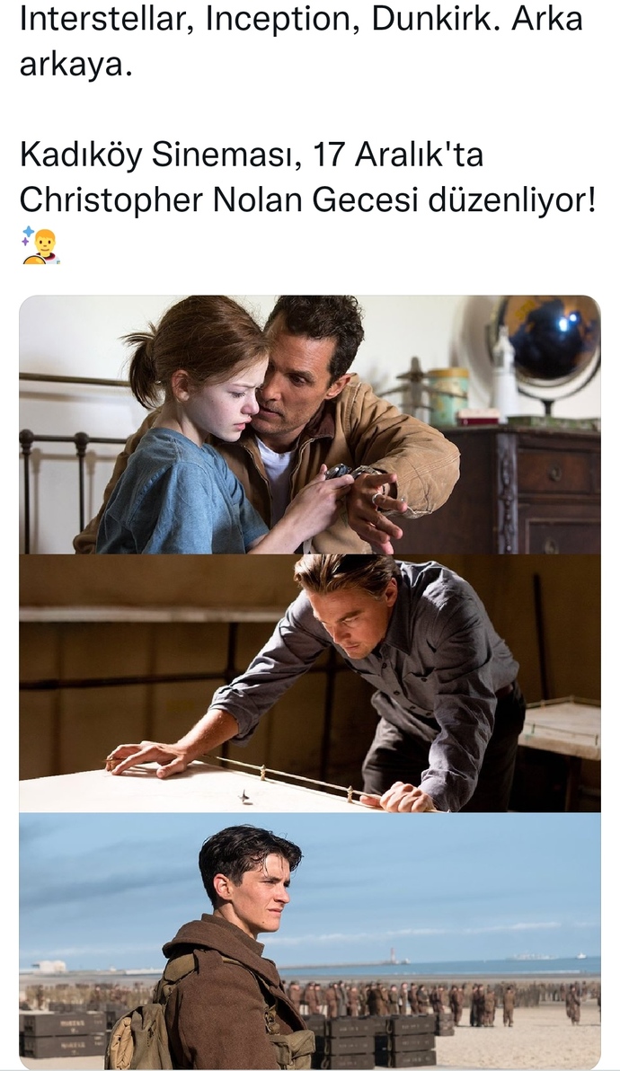 Kadıköy sinemasında, Christopher Nolan gecesine gidecek misiniz?