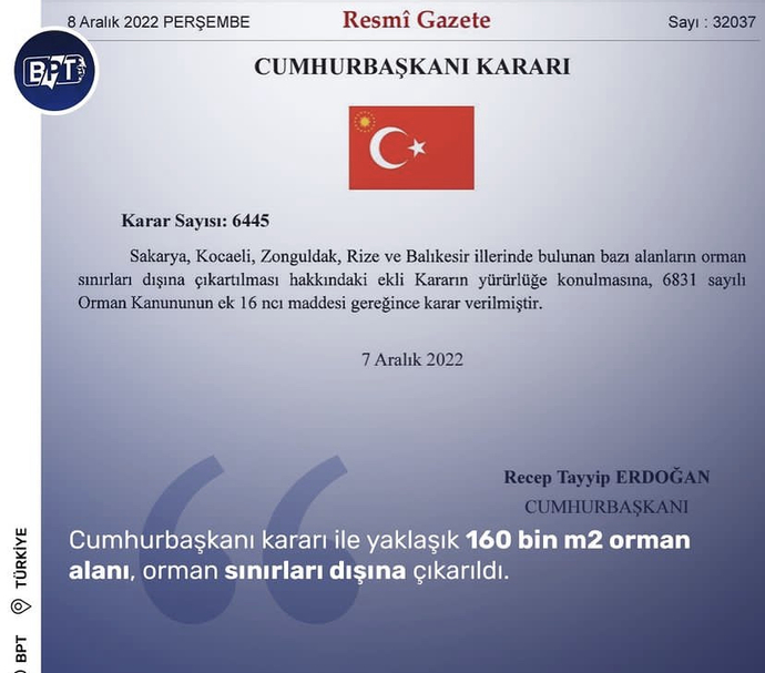 160.000m² orman, orman olmaktan çıkarıldı! Ne düşünüyorsunuz bu konuda?