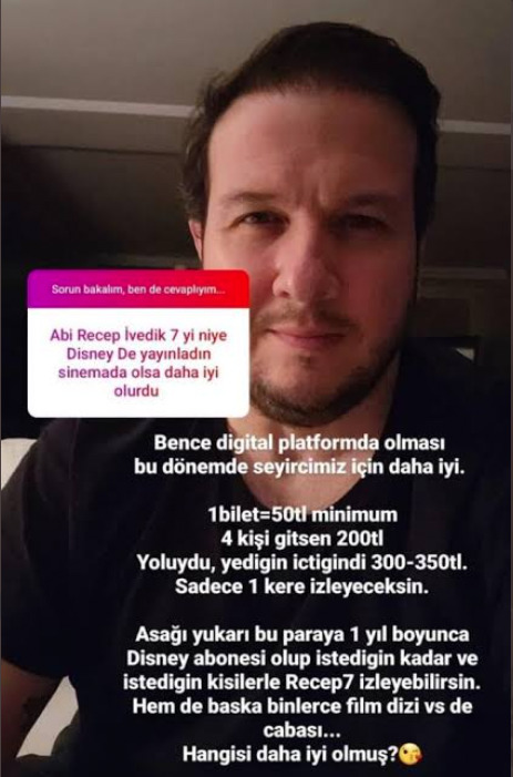 #Recepİvedik7 Disney+ta gösterilecek. Bir sinema filminin ilk sinemada oynaması mı doğru, platformlarda mı?