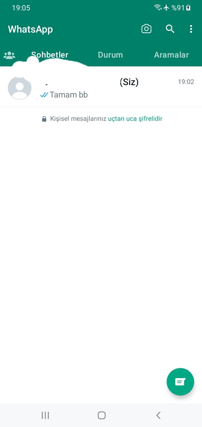 Teşekkür ederim WhatsApp artık kendimle dertleşcem