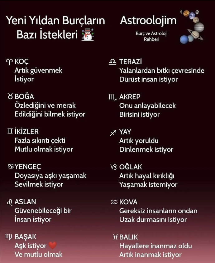 Burcuna göre yeni yıldan ne istiyorsun?