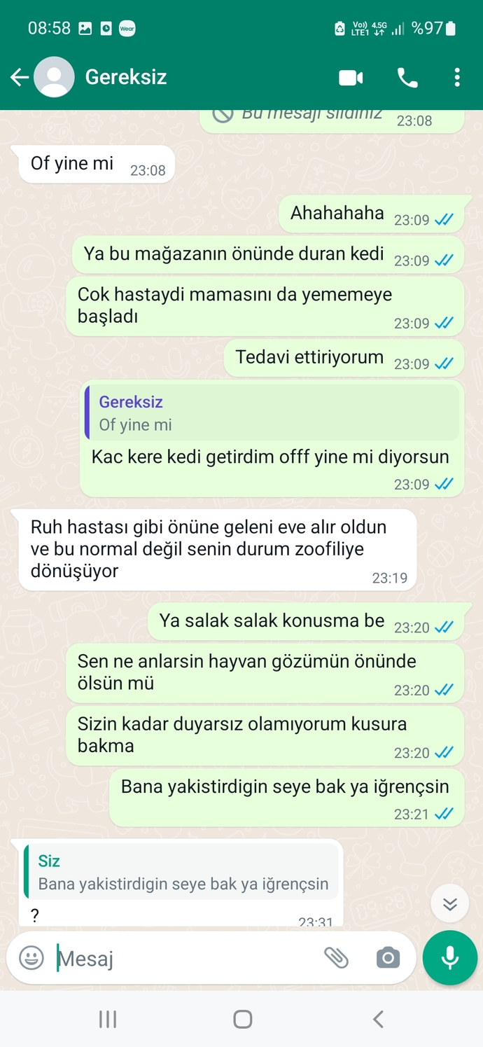 Sokak hayvanını tedavi ettiriyorum yazdığı şeye bakin?