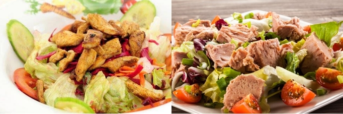 Tavuklu mu yoksa ton balıklı salata mı tercih edersiniz?