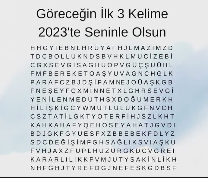 2023te seninle olsun! İlk bakışta hangi 3 kelimeyi görüyorsun?