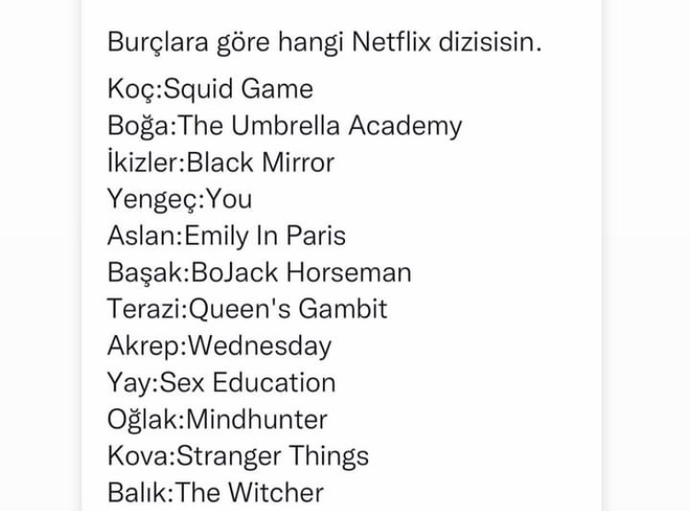 Burçlara göre hangi Netflix dizisisin?