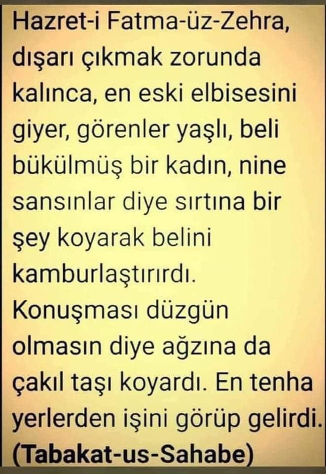 Hazreti Fatıma annemizi örnek almak varken, neden hristiyanı yahudiyi örnek alıyorsunuz müslümanlar kızları?