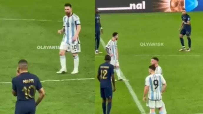 Lionel Messi Kylian Mbappéye, Mbappé Messi ye karşılıklı el hareketi?
