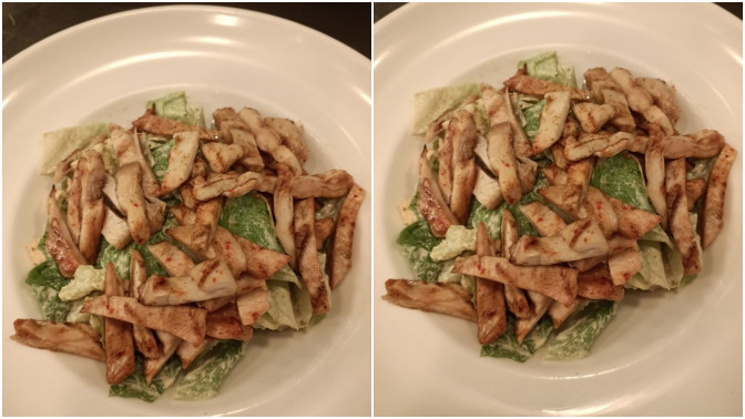 Tavuklu sezar salata yaptım, nasıl gözüküyor sizce?