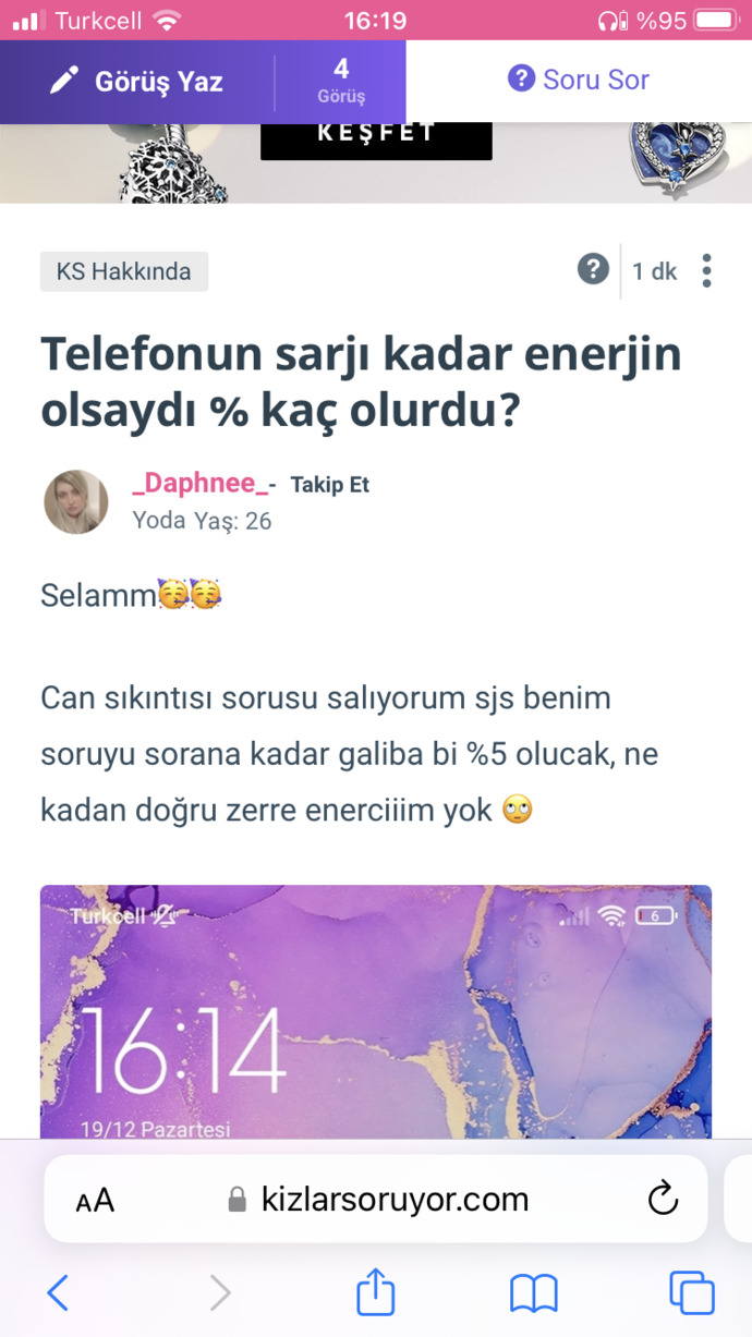 Telefonun şarjı kadar enerjin olsaydı % kaç olurdu?