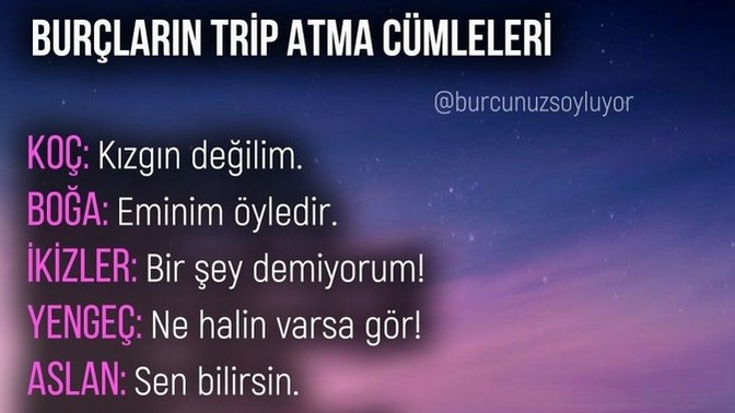Burcunuza göre trip atma cümleniz nedir?