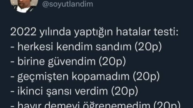 2022 hatalar testi! Sizin puanınız kaç?