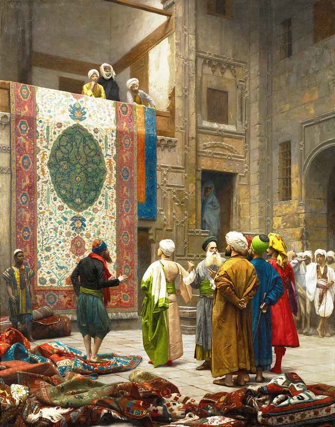 Jean leon Geromenin Halı tüccarı adlı tablosu.