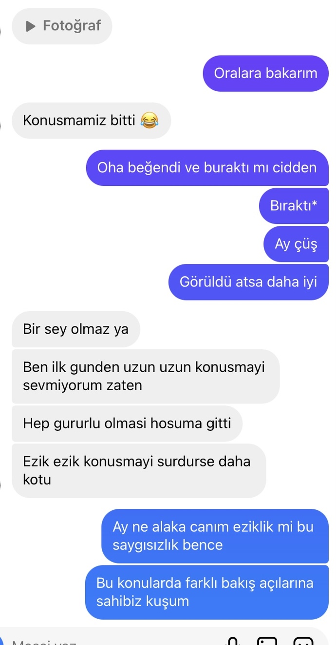 Çocuk ne okuyorsun demiş kız işletme demiş çocuk da sadece beğenmiş. Ben de saçma buldum o ise savunuyor sizce kim haklı?