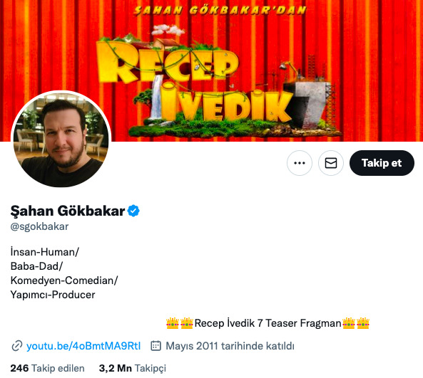 Şahan Gökbakar Twitter hesabı
