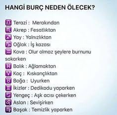 Burcunuza göre neden öleceksiniz?