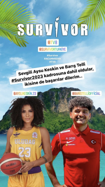 Survivor kadrosuna Basketbolcu Aysu Keskin ve Ampute Milli Takım Futbolcusu Barış Telli dahil olmuş. Survivoru izleyecek misiniz?