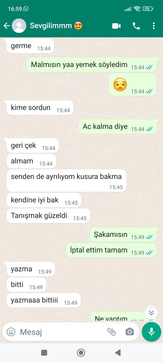Kendisine yemek siparişi verdim diye beni terk etti. Erkekler niye böyle?