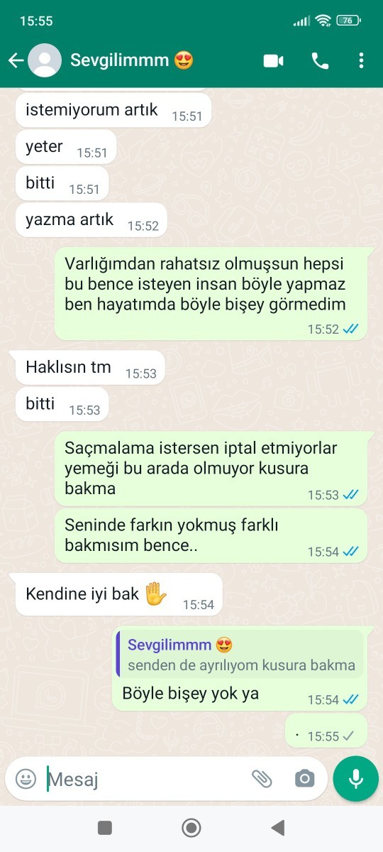 Kendisine yemek siparişi verdim diye beni terk etti. Erkekler niye böyle?