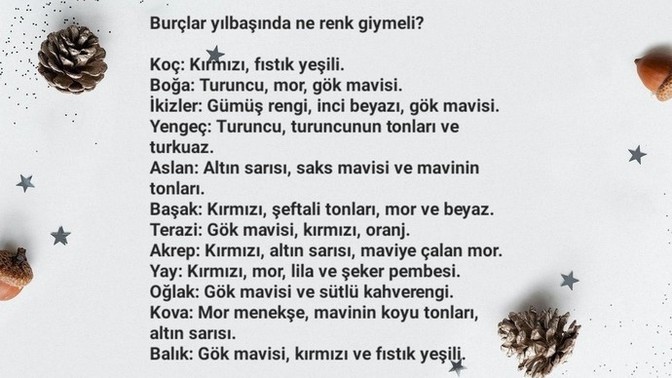 Burcuna göre yılbaşında hangi renk giymelisin?