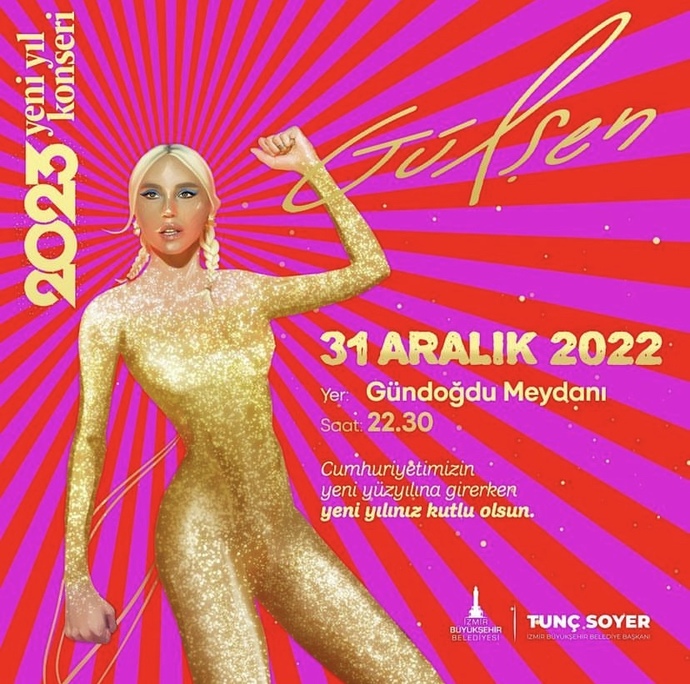 Gülşen, yeni yılı ve cumhuriyetimizin 100. yılını kutlamak için 31 Aralık’ta İzmir’de konser verecek! Orada olmak ister miydin😍?